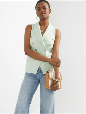 WHBM Textured Studio Vest - Sage Mint - Sz 6 - NWT
